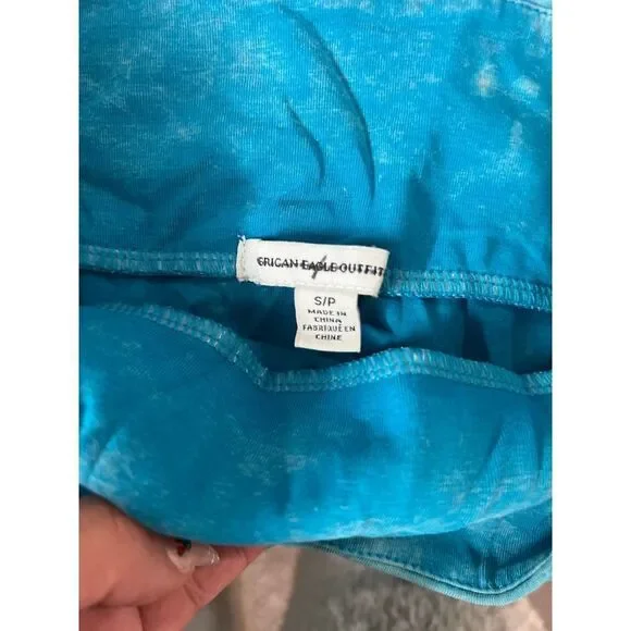 American Eagle Blue Stretch Mini Skirt Women’s Size S | Solid Teal Casual Skirt - Picture 3 of 3